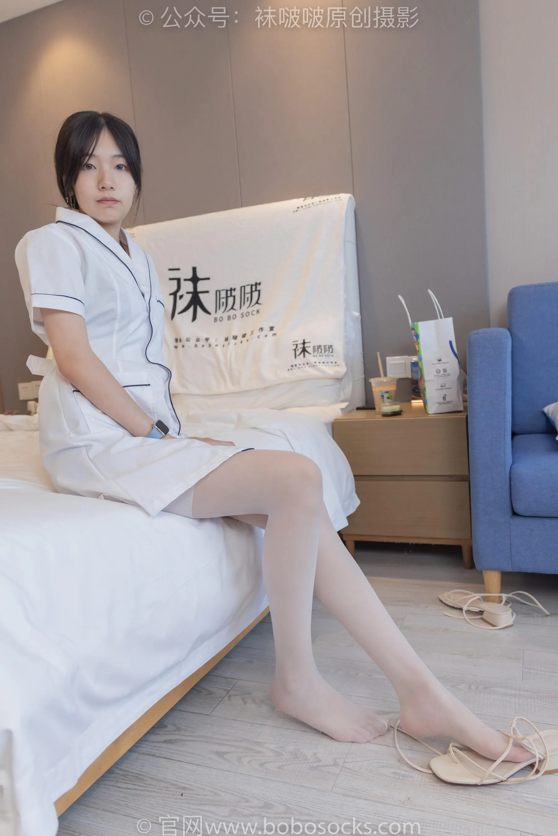 [BoBoSocks袜啵啵]NO.206 小甜豆-绑带凉鞋、白丝大腿袜、小护士服[23] [53P]插图1